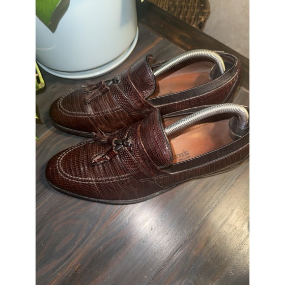 Allen Edmonds Clayton Men Brown  Loafers Exotic Lizard Skin Tassel Shoes 9D $695 - Picture 3 of 10